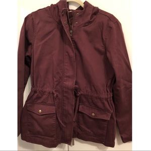 LOFT Cranberry/Maroon Fall Jacket with Hood